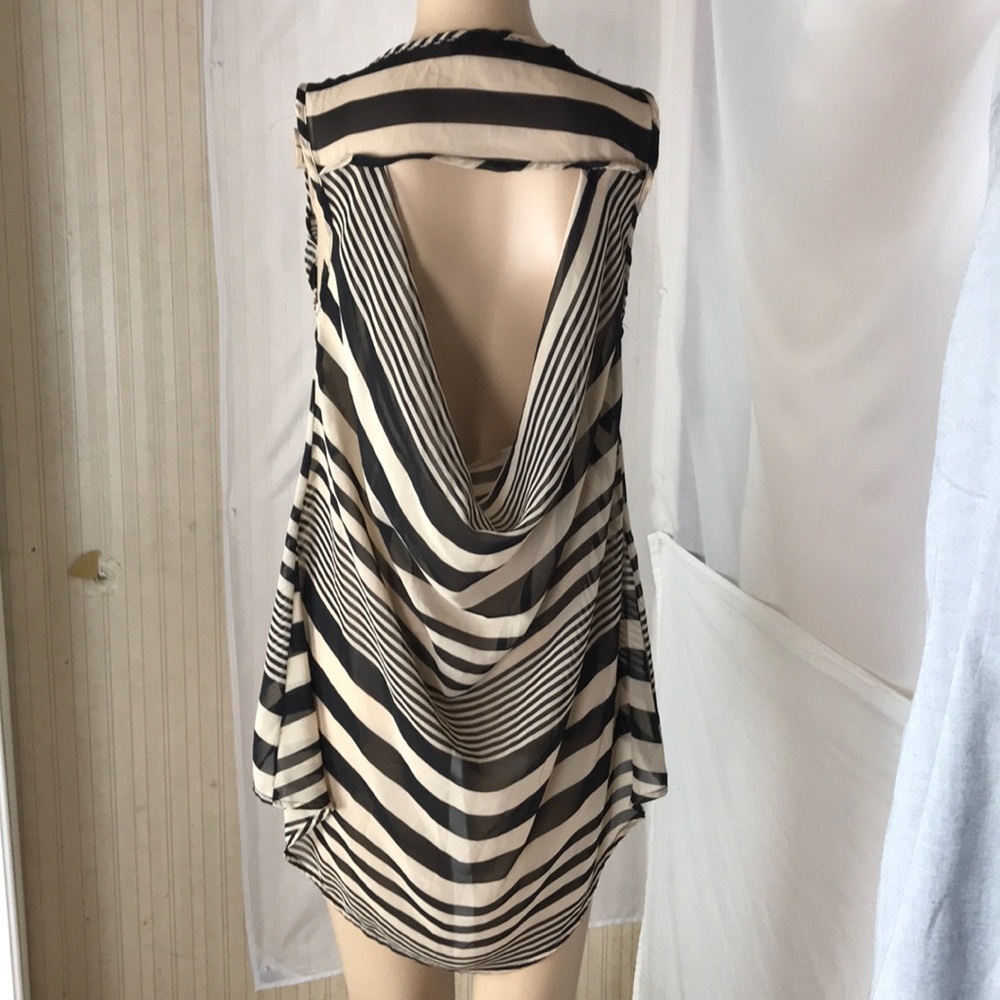 Body Central Sheer Striped Top Sexy Cowl Back
